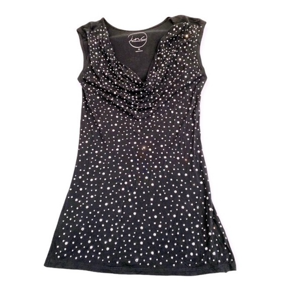 INC International Concepts Black Sleeveless Embellished Tunic Top, Size XS - Picture 3 of 9